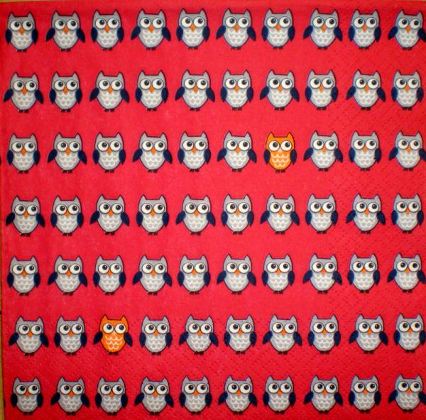 035 Owls - 3-ply (red) - Avantgarde